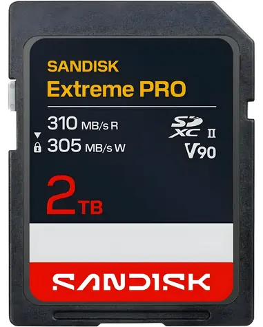 SanDisk Extreme PRO SDXC 2TB / Paměťová karta / UHS-II V90 / čtení 310 MB/s / zápis 305 MB/s