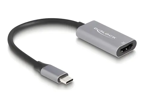 DeLock USB-C (M) - HDMI (F) šedo-černá / Adaptér / 8K 30Hz / HDR / HDCP / 15 cm