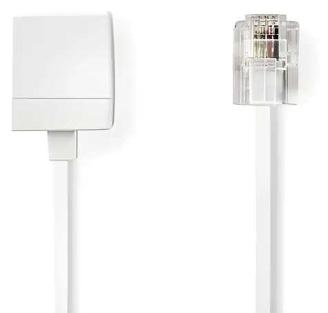 Nedis telefonní kabel RJ11-RJ11 bílá / Telefonní prodlužovací kabel / plochý / pozlacené konektory / 10 m