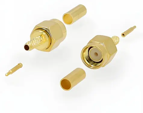 Nedis SMA konektor zlatá / Konektor / Zástrčka, přímý / Krimpovací, 50 Ohm / 2 ks