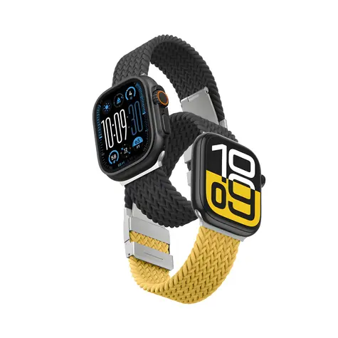 AmazingThing Blend Band žluto-černá/černá / Řemínek pro Apple Watch / 45/46/49 mm / 2 ks