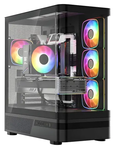 MODECOM Volcano AQ100 ARGB černá / Skříň / ATX / tvrzené sklo / ARGB podsvícení / 1x USB-C 3.2 / 2x USB 3.0