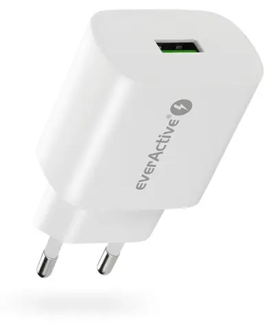 EverActive nabíječka 18W bílá / Síťová nabíječka / 1x USB / Quick Charge 3.0