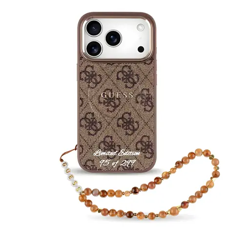 Guess PU 4G MagSafe popruh hnědá / Popruh na iPhone / MagSafe / iPhone 17 Pro / PU kůže