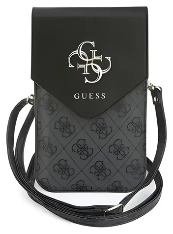 Guess PU Grained 4G Metal Logo černá / Taška na telefon / umělá kůže (PU)