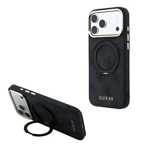 Guess PU 4G Ring Stand kryt iPhone 18 Pro Max černá / Zadní kryt / MagSafe / Apple iPhone 18 Pro Max