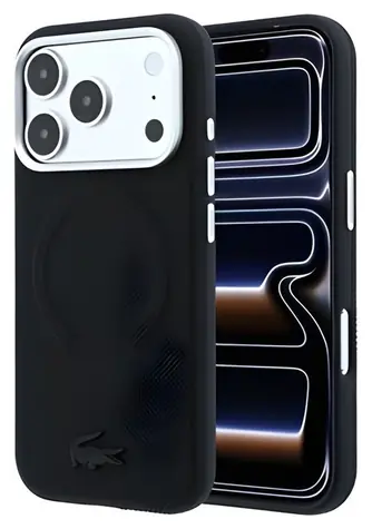 Lacoste PVC Petit Pique Semi Wrap Embossed černá / Zadní kryt / iPhone 18 Pro Max / MagSafe
