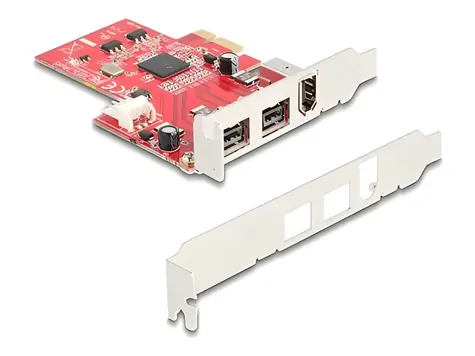 Delock PCIe karta 2x FireWire 800 + 1x FireWire 400 / Řadič / PCI Express x1 / 9-pin + 6-pin