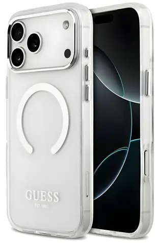 Guess Metal Outline stříbrná / Zadní kryt / iPhone 17 Pro Max / MagSafe