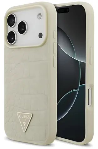 Guess Croco Triangle Logo MagSafe kryt iPhone 17 Pro zlatá / Zadní kryt / MagSafe