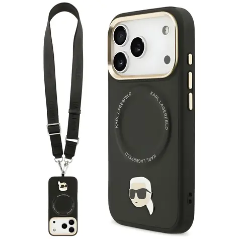 Karl Lagerfeld Big Strap Karl Metal Logo MagSafe černá / Zadní kryt / MagSafe / iPhone 17 Pro