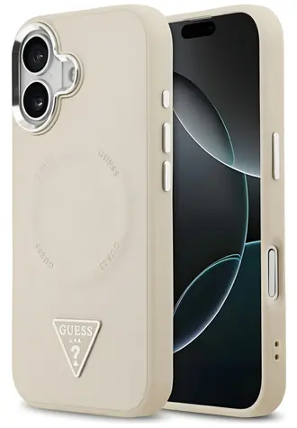 Guess Triangle Logo MagSafe pro iPhone 17 béžová / Zadní kryt / MagSafe