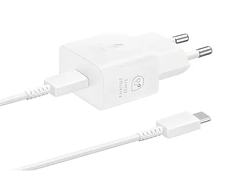 Samsung EP-T2510EWE + EP-DN980BWE bílá / Cestovní nabíječka / USB-C / 25W / vč. datového kabelu / OOB Bulk