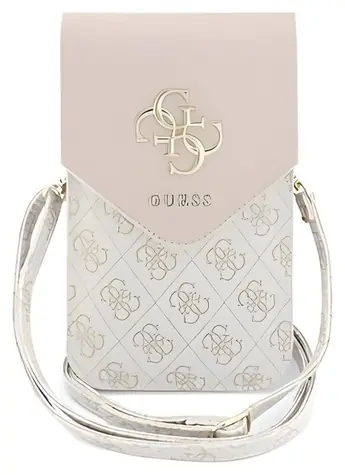 Guess PU Leather+Grained 4G Metal Logo růžová / Taška na telefon