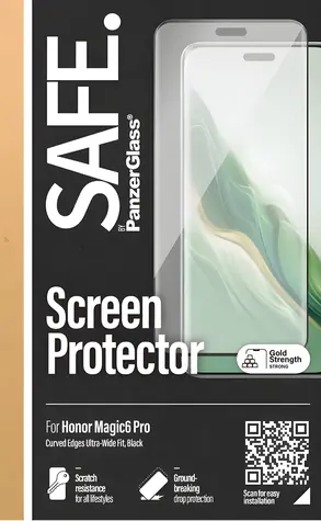 PanzerGlass SAFE pro Honor Magic6 Pro černá / Tvrzené sklo / UWF