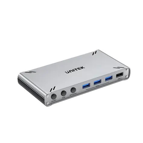 Unitek KVM přepínač USB-C / KVM přepínač / HDMI / 10 Gbps / Přenos souborů mezi systémy
