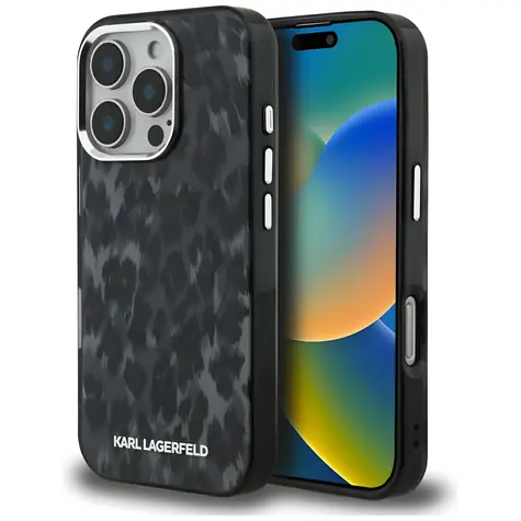 Karl Lagerfeld IML Leopard černá / Zadní kryt / iPhone 16 Pro Max / MagSafe