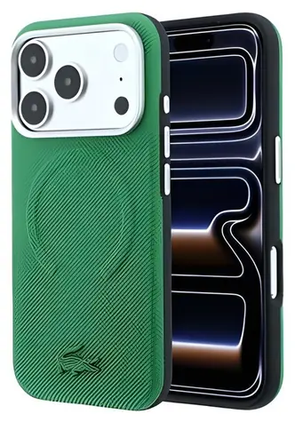 Lacoste PVC Petit Pique Semi Wrap Embossed Estragon / Zadní kryt / iPhone 18 Pro Max / MagSafe