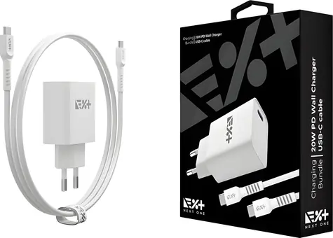 NEXT ONE Síťová nabíječka s kabelem USB-C bílá / Nabíječka / 1x USB-C / 20W / PD