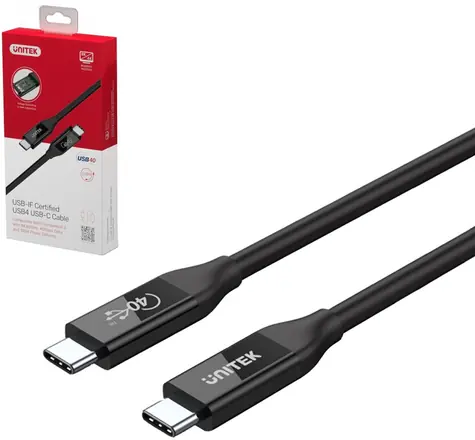 Unitek C14100BK černá / Kabel USB-C / USB-C (M) - USB-C (M) / 0,8 m