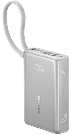 Baseus PicoGo 10000mAh 45W titanová / Powerbanka / Digitální displej / Vestavěný kabel USB-C