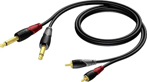 Procab CLA631/5 černá / Audio kabel / 2x Jack 6,3 mm - 2x RCA (Cinch) / 5 m
