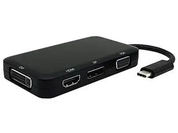 PremiumCord Převodník USB-C na HDMI + DVI + VGA + DisplayPort / Redukce / 4v1 / USB-C