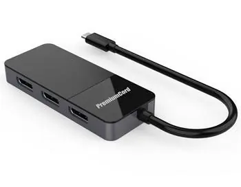 PremiumCord adaptér USB-C na 3x DisplayPort 1.4 MST / Adaptér / 8K / rozšíření, zrcadlení, duplikace