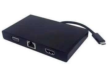 PremiumCord Převodník USB-C na HDMI + VGA + RJ45 / Převodník / USB 3.0 + SD + audio + PD charge