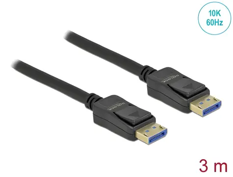 DeLock DisplayPort kabel 3m / Kabel / DP-DP / 10K / 60 Hz / 54 Gbps