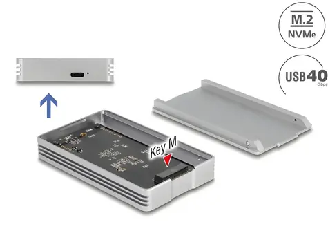 Delock Externí pouzdro M.2 NVMe SSD USB4 40 Gbps / Externí pouzdro / M.2 NVMe PCIe SSD / Bez nástrojů