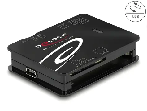 Delock USB 2.0 čtečka paměťových karet 6v1 / Čtečka karet / CF, SD, microSD, MS, xD, M2
