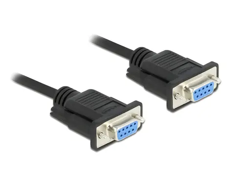 DeLock RS-232 Sub-D9 samice-samice černá / Sériový kabel / Null modem / 10 m