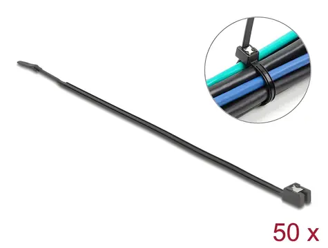 DeLock Stahovací pásky 280 x 4,8 mm černá / Stahovací pásky / Samořezné / 50 ks