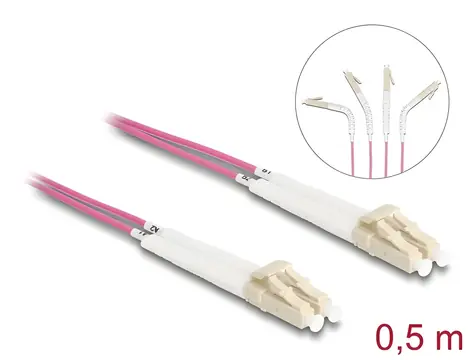 Delock Optický kabel LC-LC / Multimode OM4 / s otočnými konektory / 0,5 m