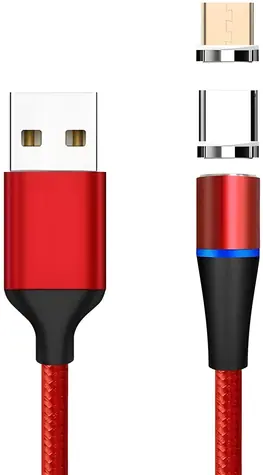 PremiumCord Magnetický kabel micro USB/USB-C červená / Nabíjecí a datový kabel / USB 2.0 / 480 Mb/s / 1 m