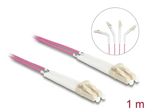 Delock Optický kabel LC-LC úhlový / Optický kabel / Multimód OM4 / 1 m