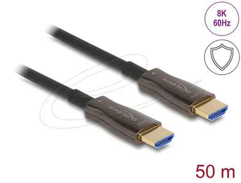 DeLock Aktivní optický kabel HDMI s kovovým opláštěním 50 m / Kabel HDMI / 8K / 60Hz