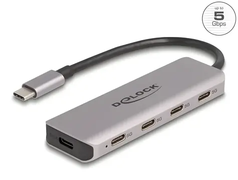 DeLock USB Hub 4 porty / USB hub / USB-C / 5 Gbps