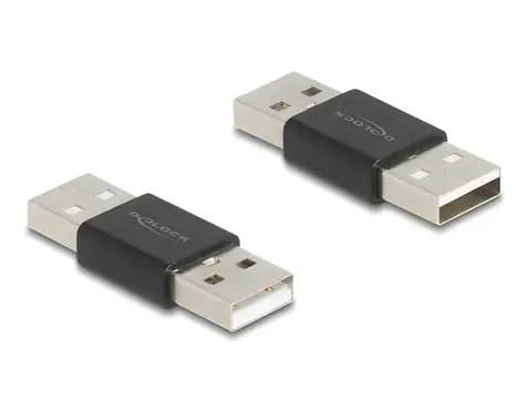 Delock Gender Changer USB 2.0-A samec > samec, kov, kompaktní / Adaptér / USB 2.0