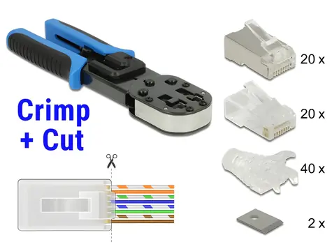 DeLock RJ45 krimpovací a řezací sada nářadí / Sada nářadí / RJ45