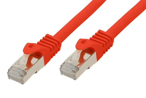SCONN BASIC-S červená / Patch kabel / Cat7 S/FTP / RJ-45 / 0,5 m / 600 MHz