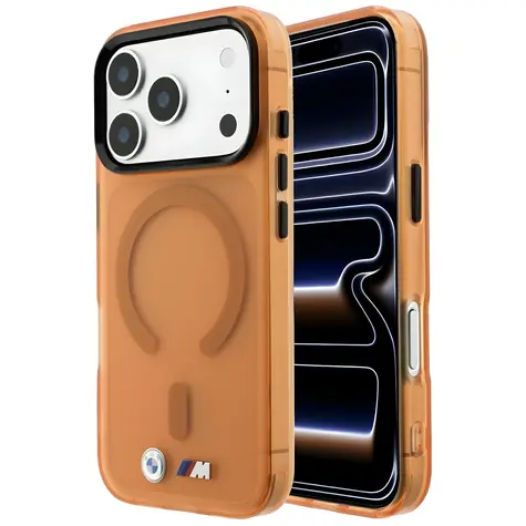BMW M IML Frosted Metal Logo & Trims oranžová / Zadní kryt / MagSafe / iPhone 17 Pro