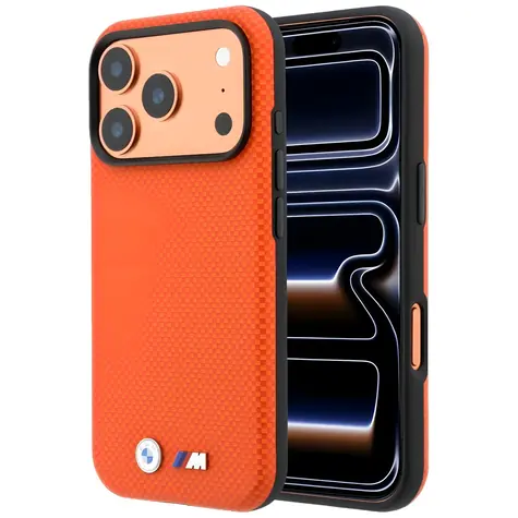 BMW M Quadrille Kevlar Metal Logo oranžová / Zadní kryt / MagSafe / iPhone 17 Pro, 18 Pro