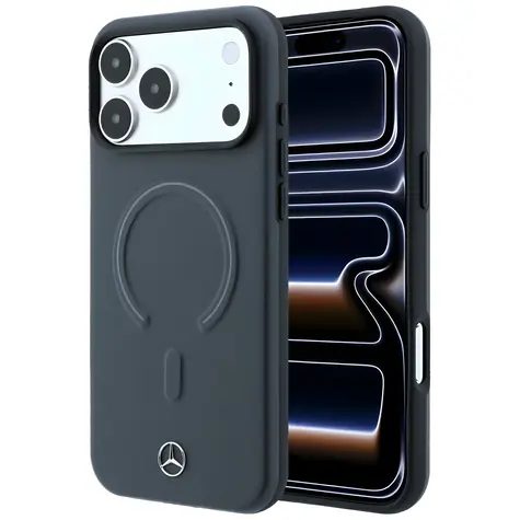 Mercedes Leather 3D MagSafe pro iPhone 18 Pro/17 Pro antracitová / Zadní kryt / Kůže / MagSafe