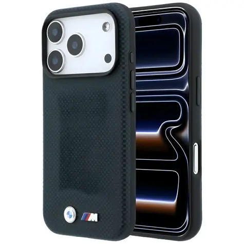BMW M Quadrille Kevlar Metal Logo tmavě modrá / Zadní kryt / MagSafe / iPhone 17 Pro, 18 Pro