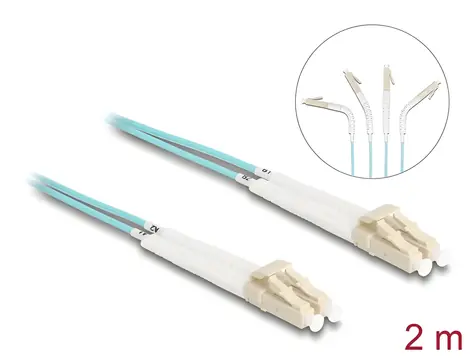 Delock Optický kabel LC-LC OM3 úhlový / Optický kabel / Multimode OM3 / Úhlový / 2 m