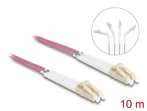 Delock optický kabel LC-LC úhlový / Optický kabel / Multimode OM4 / 10 m