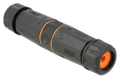 DeLock Spojka RJ45 Cat.6A voděodolná černá / Spojka / RJ45 (F) - RJ45 (F) / -40 až 85 °C