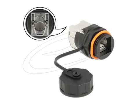 DeLock Konektor RJ45 Cat.6A LSA červený / Konektor / Voděodolný / S krytkou